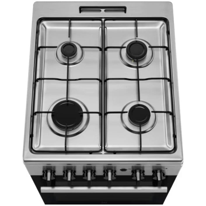 Electrolux Aragaz Electrolux, Gaz, 4 arzatoare, Aprindere integrata plita si cuptor, Siguranta plita si cuptor, Autocuratare catalitica, Grill electric, Rotisor, 50 cm, Inox