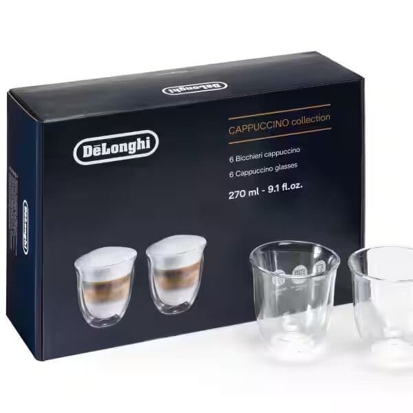 DELONGHI Set pahare Delonghi, Cappuccino, 270 ml, set de 6 pahare cu perete dublu