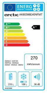 ARCTIC Combina frigorifica Combina Frigorifica Arctic AK60366E40NFMT | 324L, NoFrost, Display Electronic, 186cm, 59.5x67x185.2cm