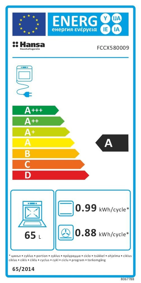 Hansa Aragaz Aragaz Electric Hansa FCCX580009 | 50cm, 4 Zone, 8 Functii, Grill, 62L, Clasa A, 50x60x85cm