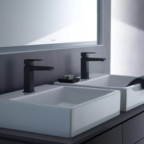 Duravit Baterie lavoar Duravit, Manhattan single lever bas. mixer M with pull-rod, monocomanda, marime M, cartus ceramic, set evacuare cu tija, schwarz mat, negru mat