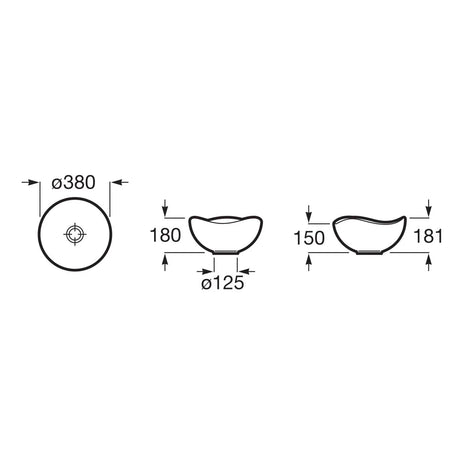 Roca Lavoar baie Lavoar Roca Ohtake A327A15000 | 37.5cm, Rotund Asimetric, Montare Blat, Alb