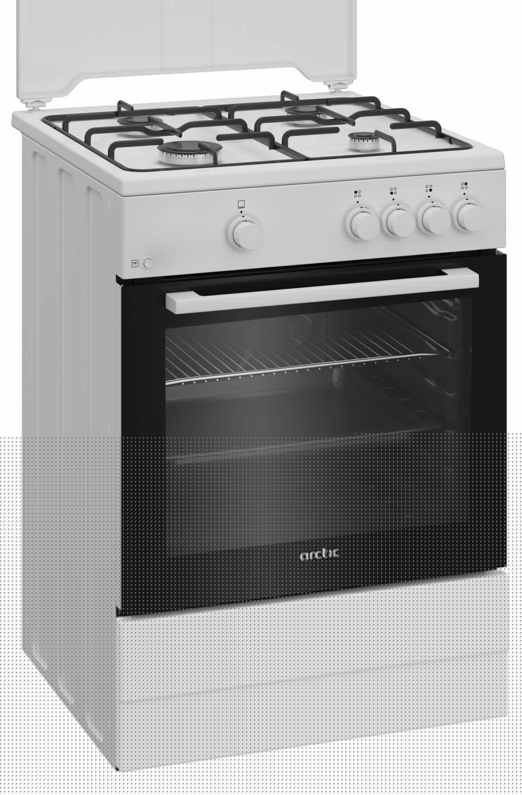 ARCTIC Aragaz Aragaz Arctic ABGM6600L | 4 Arzatoare, Cuptor Gaz, Alb, 60x60x85cm