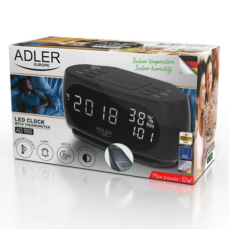 Adler Ceas Ceas Alarma Adler AD1186 | Afisare Temperatura, Umiditate, Display Digital
