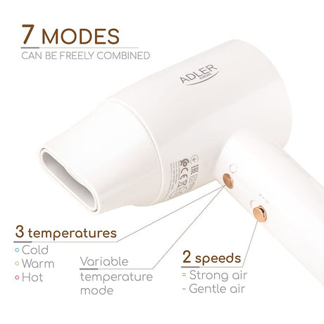 Adler Uscator de par Uscator de Par Adler AD2272 | Afisaj LED, SuperSpeed, 2200W