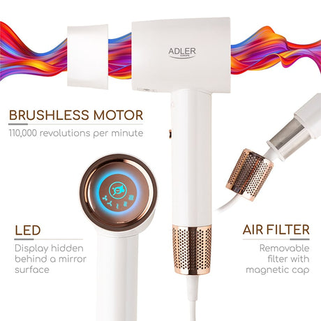 Adler Uscator de par Uscator de Par Adler AD2272 | Afisaj LED, SuperSpeed, 2200W
