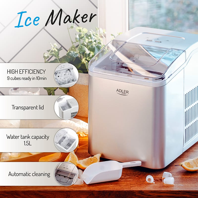 Adler Masina de gheata Aparat De Facut Gheata Adler AD8086 | 100W, 12kg/24h, Rezervor 2.2L