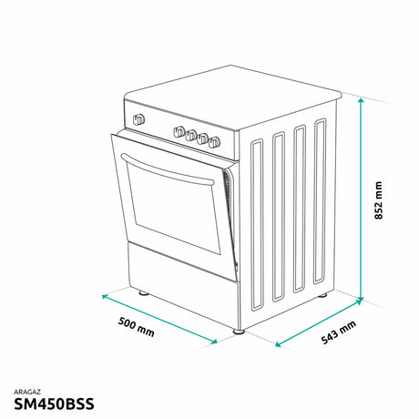Samus Aragaz Aragaz Samus SM 450BSS | 4 Arzatoare, Gaz, Cuptor Electric, Inox, 50x54.3x85.2cm