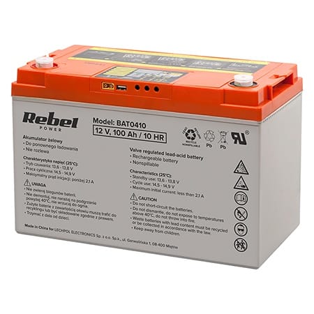 Rebel Acumulator Acumulator Gel Plumb Rebel BAT0410 | 12V, 100Ah, Deep Cycle, Afisaj