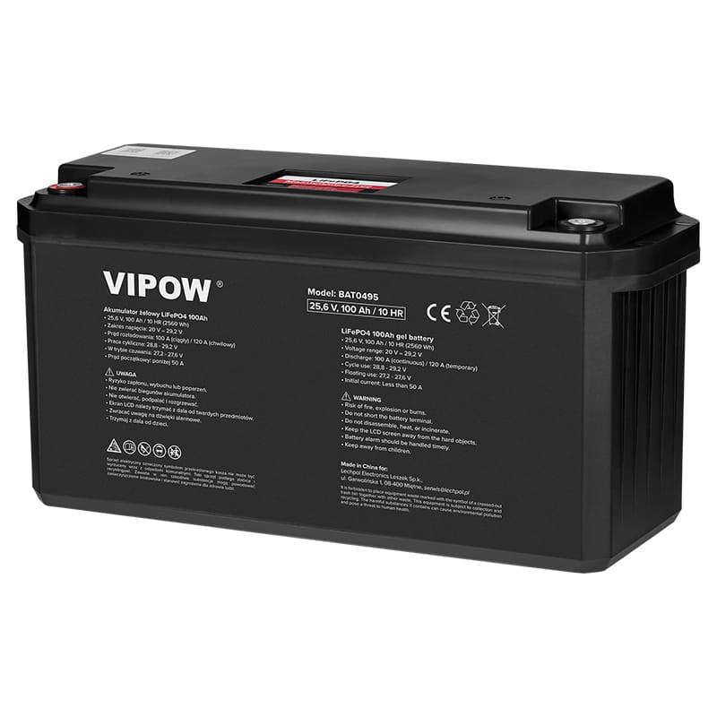 Vipow ACUMULATOR LIFEPO4 100AH 25.6V CU BMS VIPOW