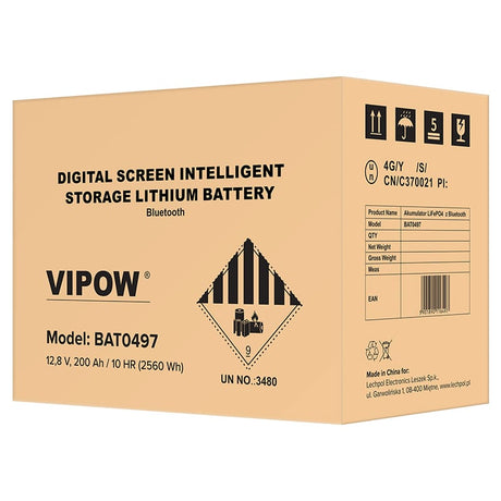 Vipow Acumulator Acumulator Vipow BAT0497 | LiFePO4, 12V, 200Ah, Bluetooth