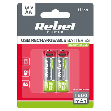 Lechpol ACUMULATORI LI-ION AA R6 1600MAH USB-C BLISTER 2 REBEL
