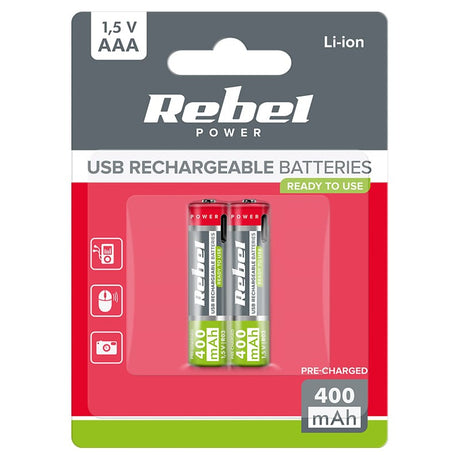 Lechpol ACUMULATORI LI-ION AAA R3 400MAH USB-C BLISTER 2 REBEL