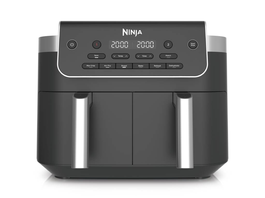 NINJA Friteuza dubla cu aer cald Ninja, 7.6L2 x 3.8L, gri metalizat