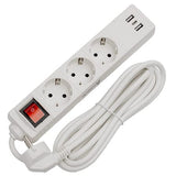 Lechpol PRELUNGITOR 3 PRIZE CU INTRERUPATOR SI USB 1.5M