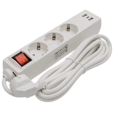 Lechpol PRELUNGITOR 3 PRIZE CU INTRERUPATOR SI USB 1.5M