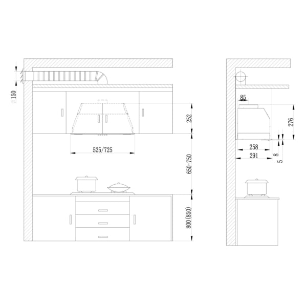 Hota decorativa-inox Samus HS630DLB - tip "turn", lăţime 60 cm