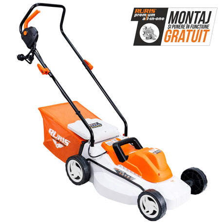 Ruris Masina de tuns gazon Masina de tuns gazon electrica RURIS RXE1500 | 1500W, Înălţime de tăiere 3 trepte: 25-75 mm, Turaţie 3300 rpm