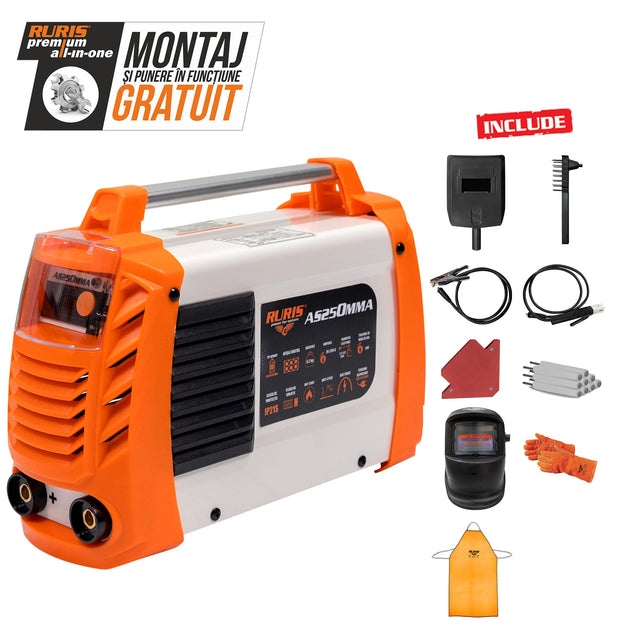 Ruris Aparat de sudura Aparat de sudura RURIS AS250MMA | Reglare curent de sudură 20-250A, Tip aparat Invertor MMA, 230V