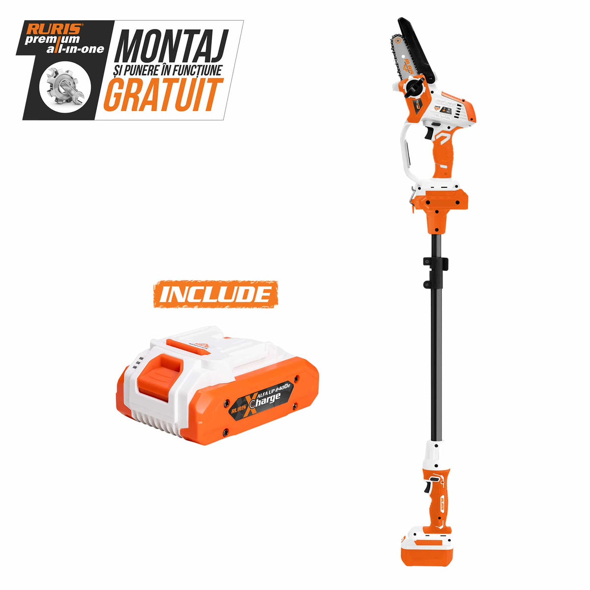 Ruris Electroferastrau Electroferastrau telescopic pe acumulator RURIS 1424E Power Alfa Up (contine acumulator 2400e x-charge)