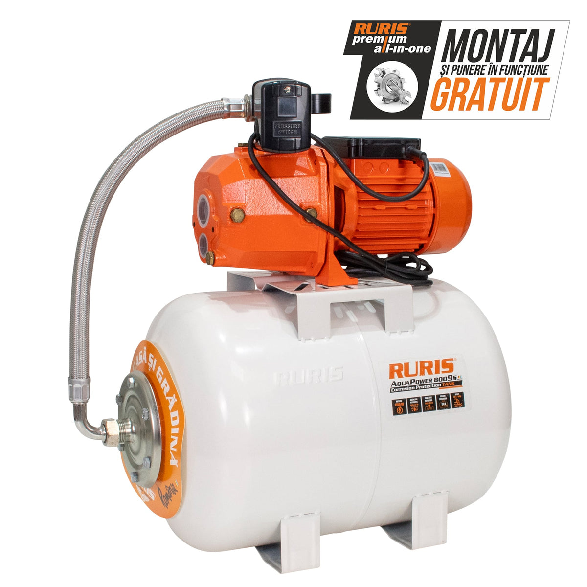 Ruris Hidrofor Hidrofor RURIS Aquapower 8009S | 1100W, Debit 30l/min, Adâncime maximă absorbţie 25m