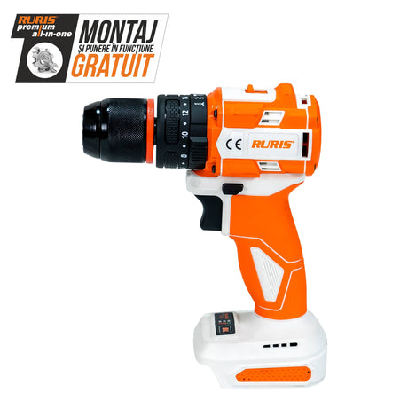 Ruris Masina de gaurit si insurubat Masina de gaurit/insurubat cu percutie pe acumulator RURIS RMX1360 | Electric, fara perii, Cuplu maxim 60 Nm