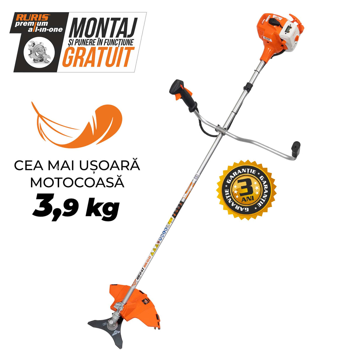 Ruris Motocoasa Motocoasa RURIS RR241BRAVO | Concept Khumma, 2 timpi, Capacitate rezervor 600 ml, 1 CP
