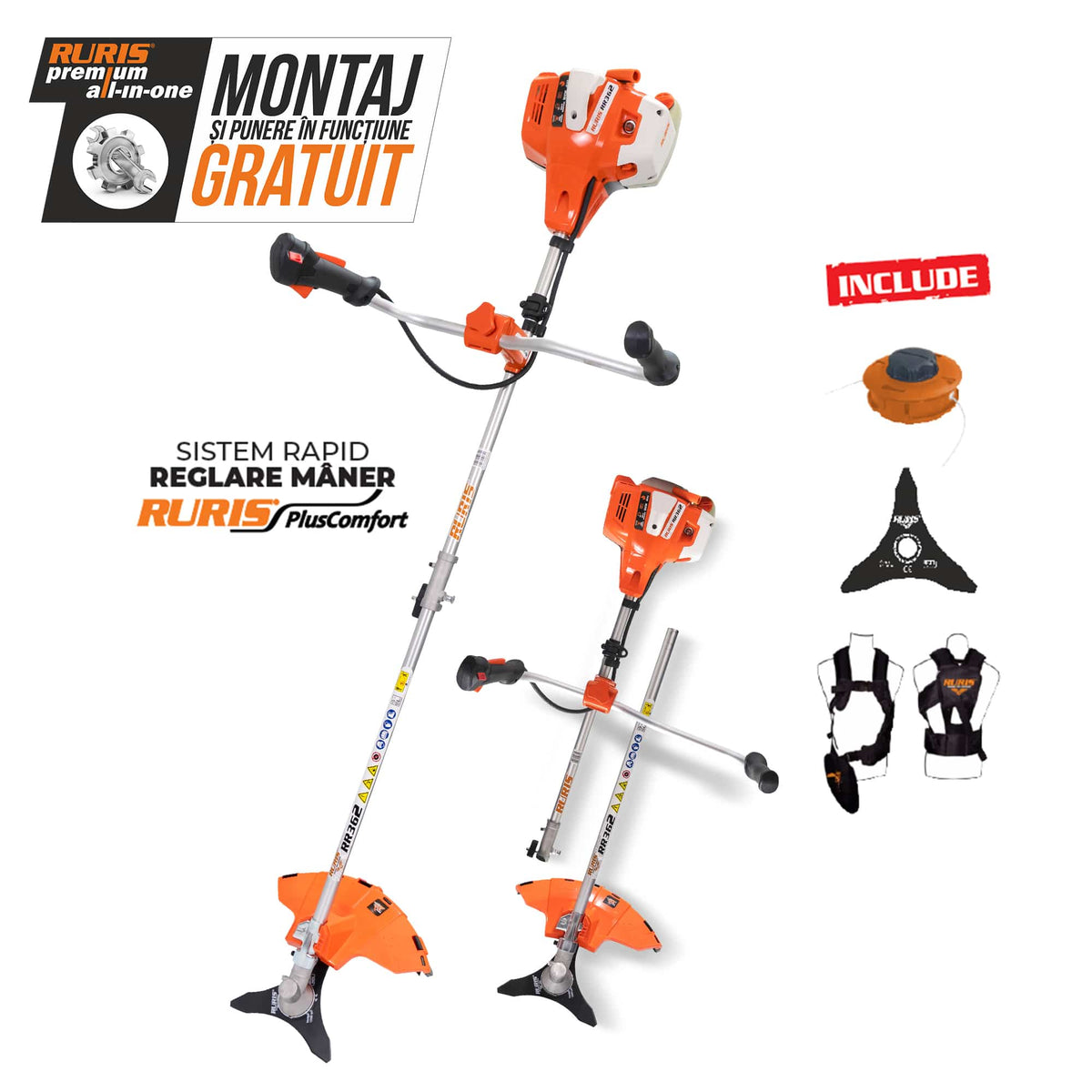 Ruris Motocoasa Motocoasa RURIS RR362 | Khuma, 2 timpi, Capacitate rezervor 1000ml, 2.4 cp