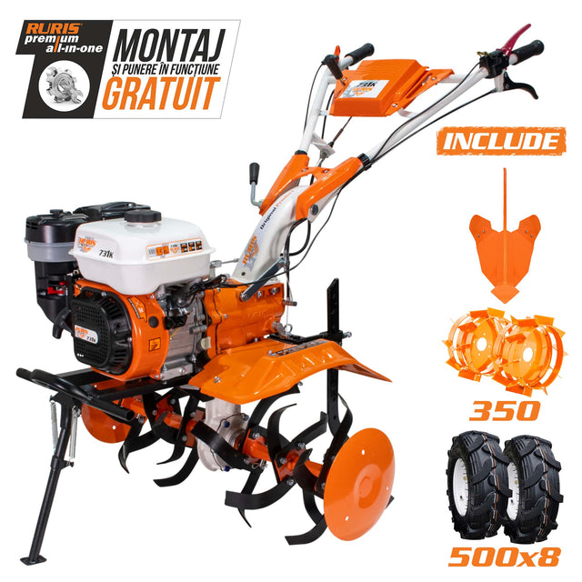 Ruris Motosapa Motosapatoare RURIS 731K + roti cauciuc 5.00-8 + rarita ajustabila + roti metalice 350 fara manicot | 7.5 CP