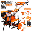 Ruris Motosapa Motosapatoare RURIS 732ACC + roti cauciuc 5.00-8 + rarita + plug + adaptor + dispozitiv scos cartofi + roti metalice 400 fara manicot + cultivator