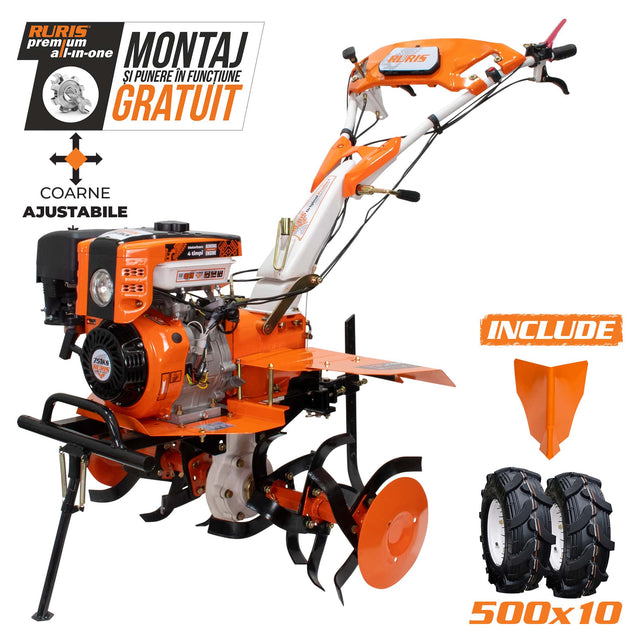 Ruris Motosapa Motosapatoare RURIS 751KS Start + roti cauciuc 5.00-10 + rarita | General Engine, Lățime de lucru 640-900 mm