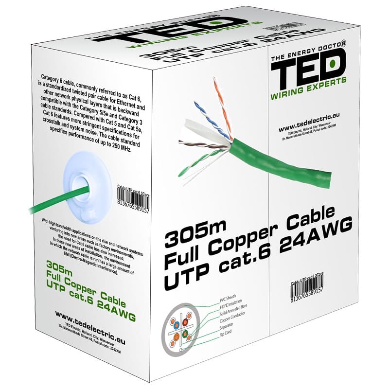 Ted Electric Cablu UTP Cablu UTP Cat 6 Ted Electric KAB-TED2 | 305m, Cupru 0.5mm