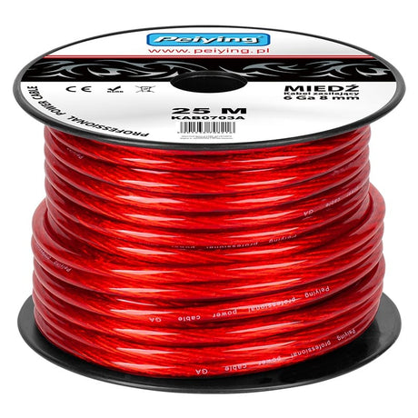 Peiying Cablu curent Cablu Putere Peiying KAB0703A | 6GA, 13.29mm², 25m, Rosu