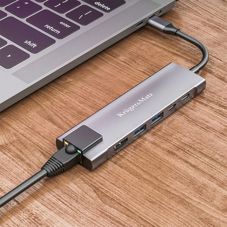Kruger Matz ADAPTOR HUB USB TIP C HDMI/2X USB3.0/2X USB TIP C/RJ45