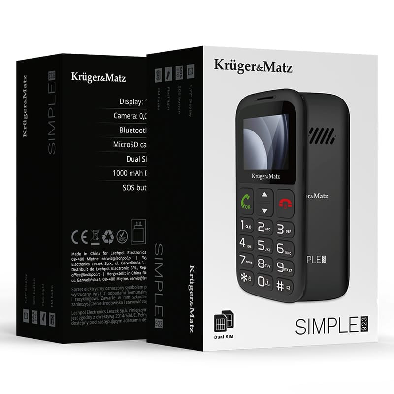 Kruger Matz TELEFON GSM SENIORI BUTON SOS KRUGER&MATZ