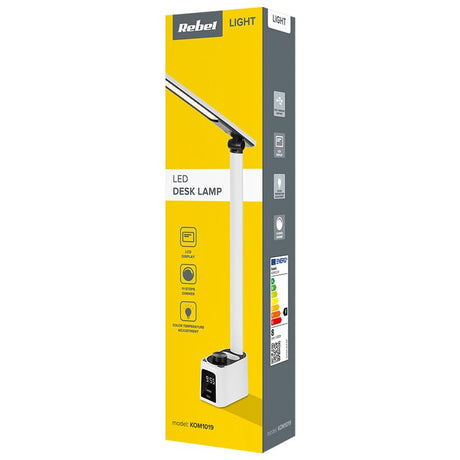 Rebel Lampa birou Lampa LED Birou Rebel KOM1019 | Cu Ceas, Incarcare Wireless QC/PD