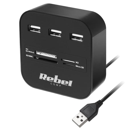 Rebel HUB HUB Rebel KOM1020 | 3x USB 2.0, Cititor SD/MicroSD