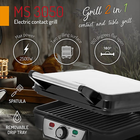 Mesko Gratar electric Gratar Electric Mesko MS3050 | 2500W, Putere Reglabila, Tava Detasabila