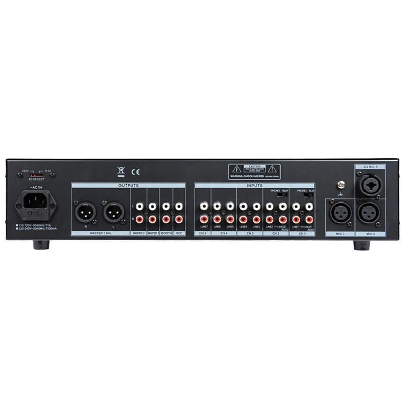 BST Mixer Audio BST Matrix 5x2 cu Player USB/MP3, 7 Intrări Linie, 3 Intrări Microfon, 2U/19”