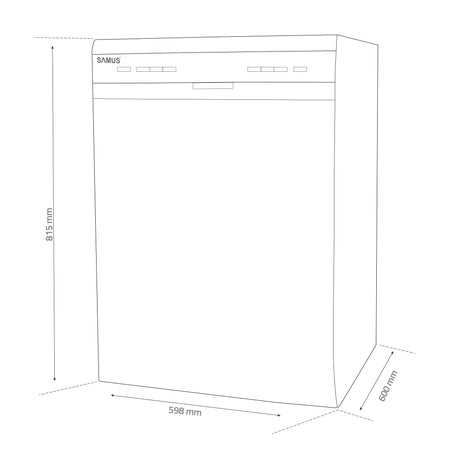 Mașină de Spălat Vase Samus SDBX614.8 | 60cm, 14 seturi, 8 programe, Clasa D