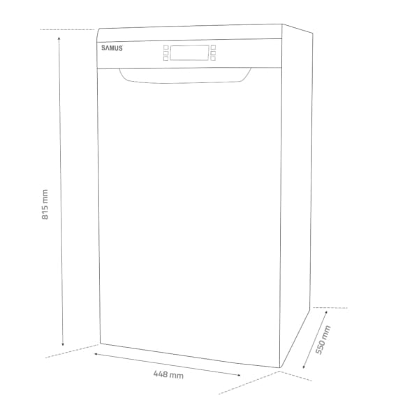Samus Masina de spalat vase Mașină de Spălat Vase Samus SDW410.8 | 45cm, 10 seturi, 8 programe, Clasa E