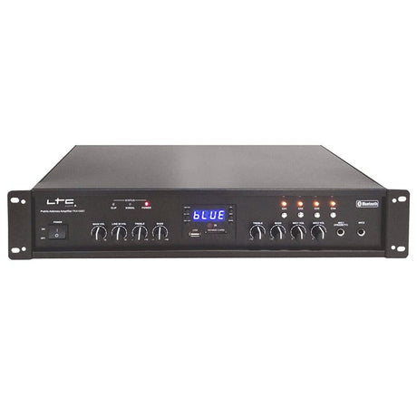 LTC Amplificator PA 100V/8Ω LTC 150W cu USB/SD/FM, Bluetooth, 4 zone, telecomandă, 2 intrări microfon