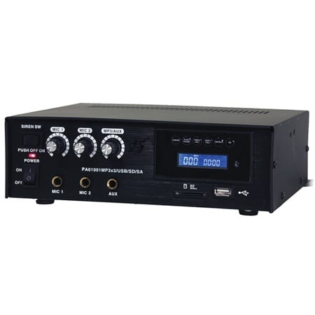 LTC Amplificator PA LTC 60W cu MP3, USB/SD, sirenă și afișaj LCD, alimentare 230V/12V