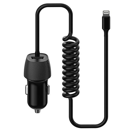 Lechpol INCARCATOR AUTO CABLU SPIRALAT 3.4A LIGHTNING