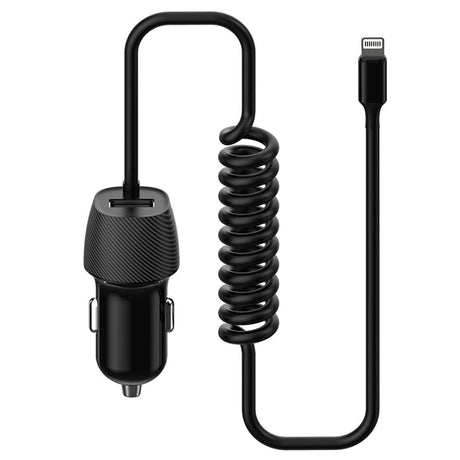 Lechpol INCARCATOR AUTO CABLU SPIRALAT 3.4A LIGHTNING