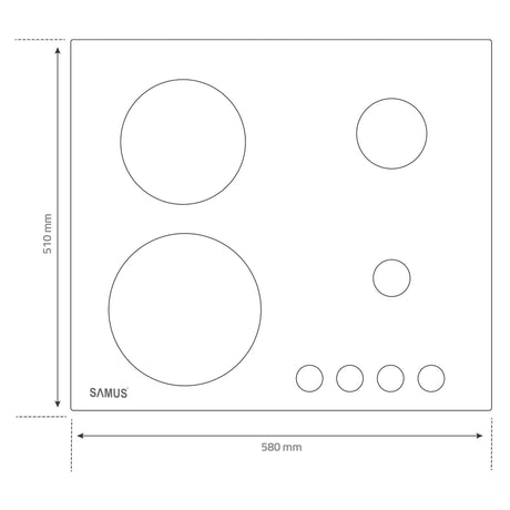 Samus Plita electrica Plita Vitroceramica Samus PSVG-622BG1 | 60cm, 4 Zone, Touch Control, Negru