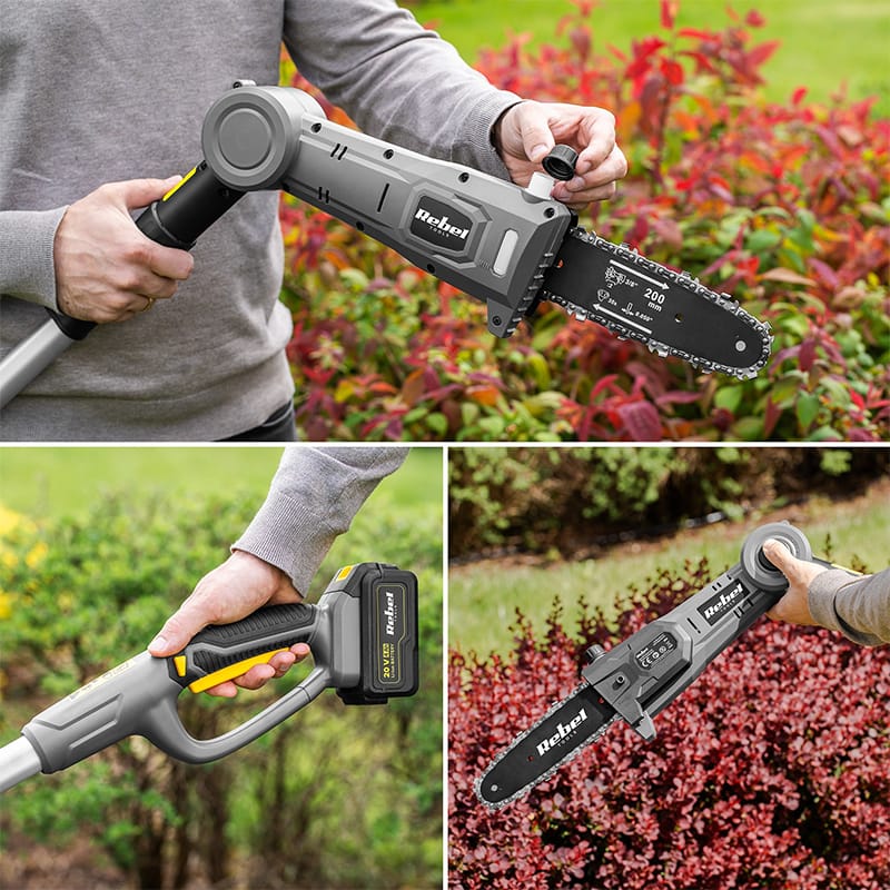 Rebel Trimmer Trimmer Gard Viu Telescopic + Drujba Rebel RB-5005.1 | 20V, Fara Accesorii