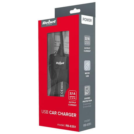 Rebel INCARCATOR AUTO MICRO USB 2100MA REBEL