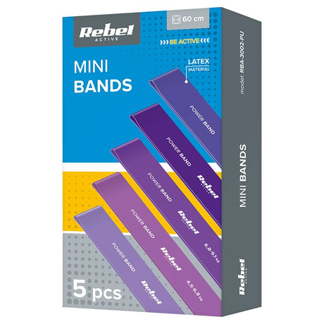 Rebel SET 5 BENZI ELASTICE LATEX MINI BAND 2-18KG REBEL ACTIV