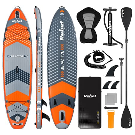 Rebel Placa gonflabila Set Placa Gonflabila Stand Up Paddle Rebel RBA-4507-OR | 335x84x15cm, Cu Scaun, Portocaliu